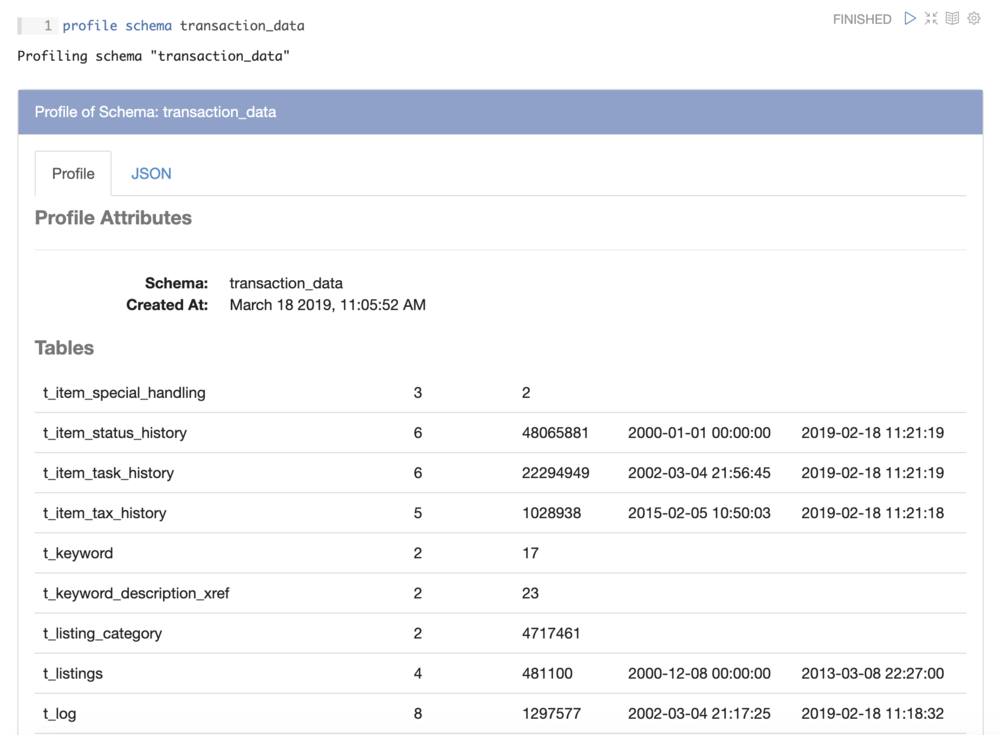 Data Exploration Schema Profile